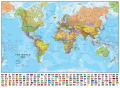 Svet, politick mapa, 68 x 53cm, s vlajkami, 1:60 mil